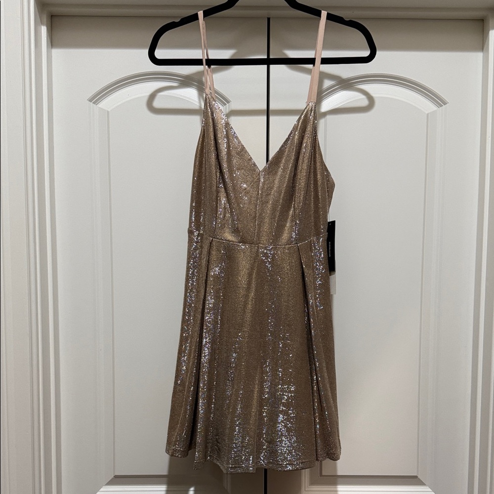 Lulu's Elegant Tan Dress